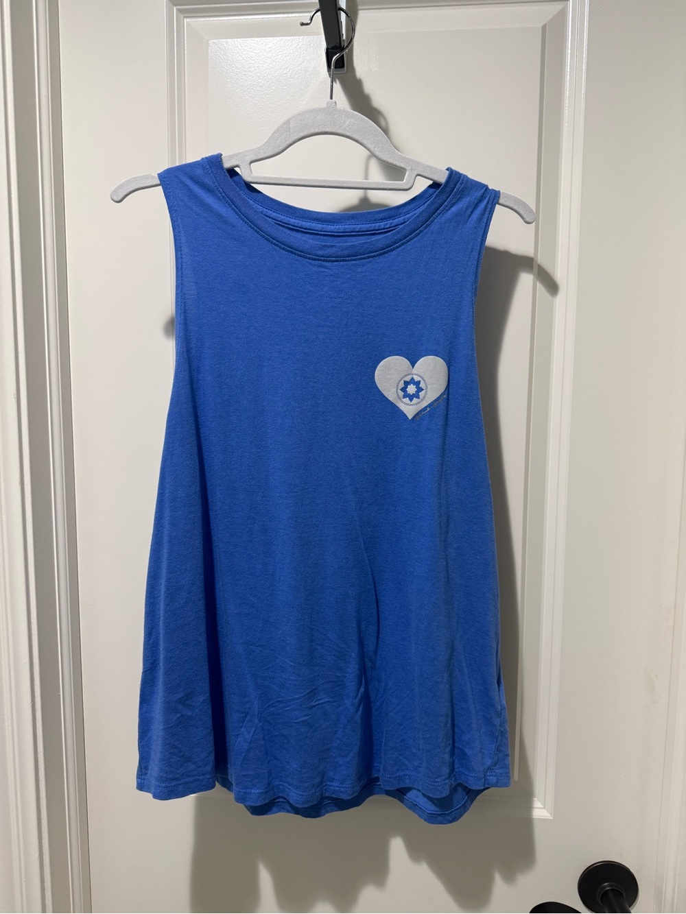 Spiritual Gangster Blue Sleeveless Muscle Tee with Heart Badge